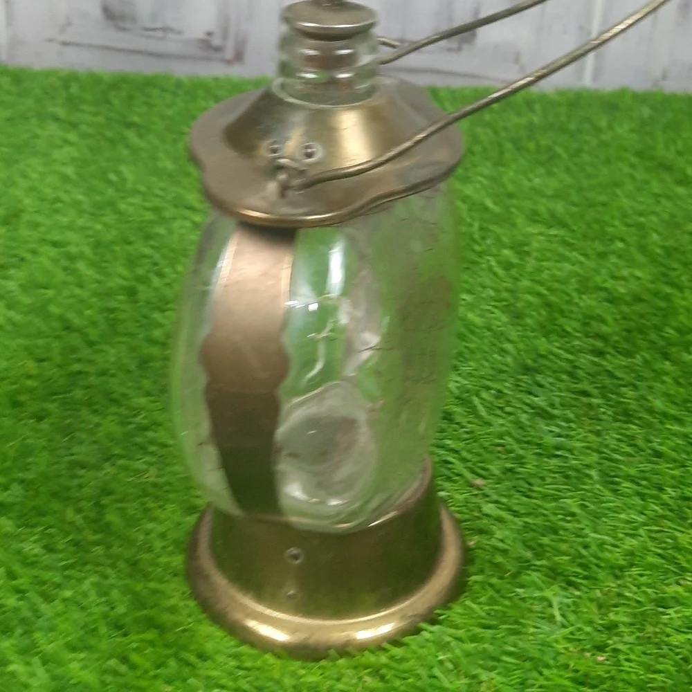 Vintage Brass and Glass Ship Lantern Wind Up Musical